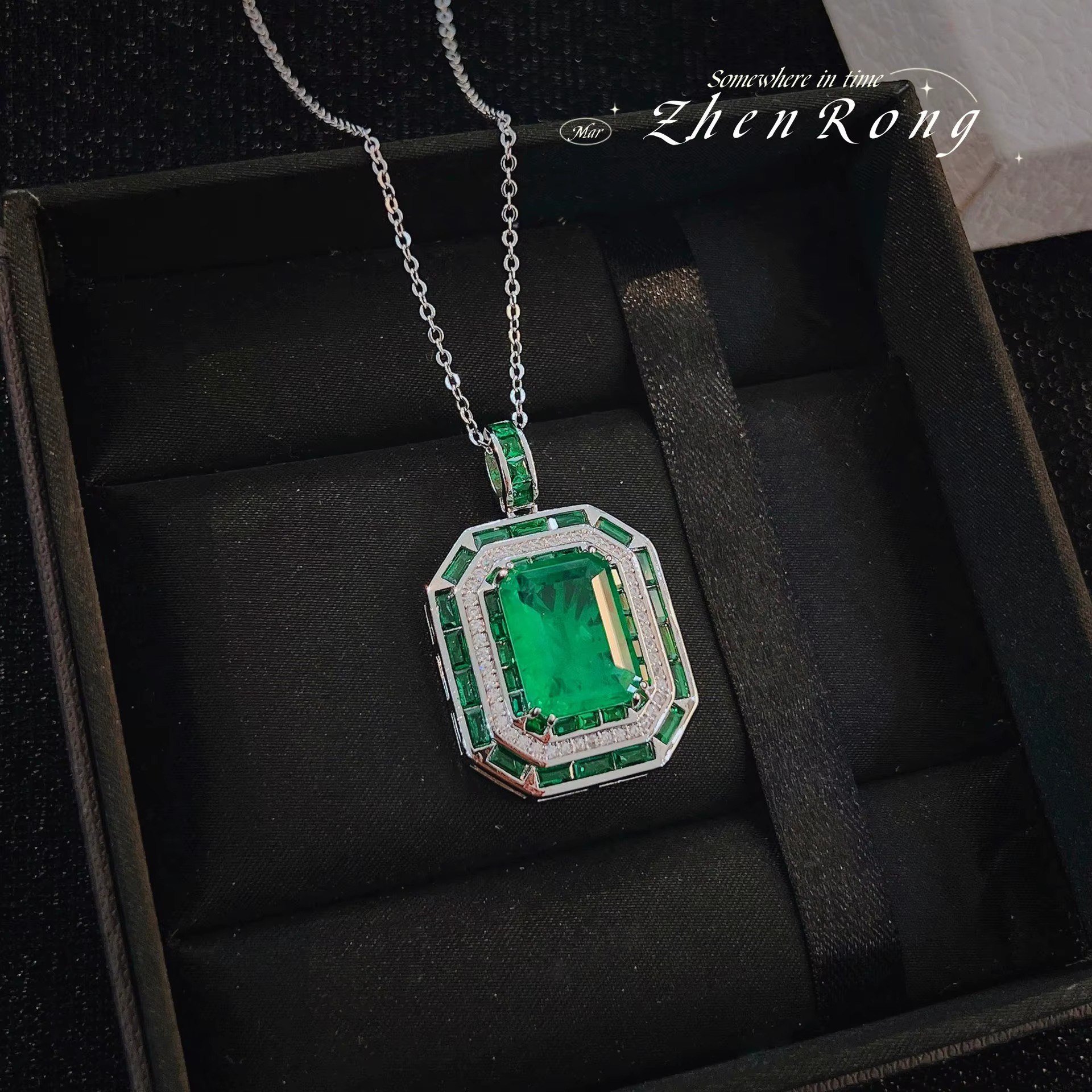 Foydjew – collier de créateur de luxe, imitation de bijoux vert émeraude, pendentif pour femmes, ens