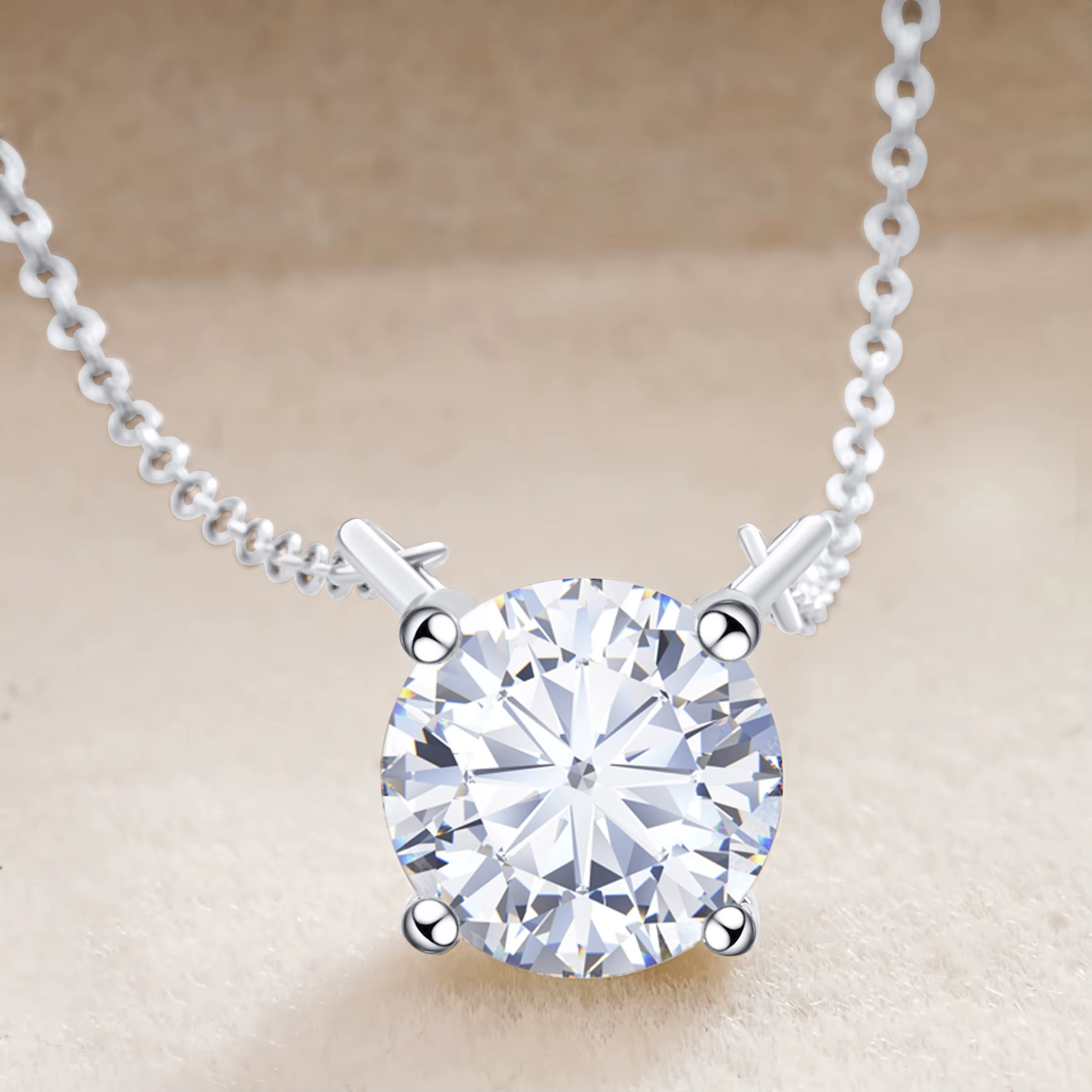 Moissanite Dia 6.5mm 0.5-5CT femme pendentif argent collier pour femmes chaînes fête mariée bijoux f
