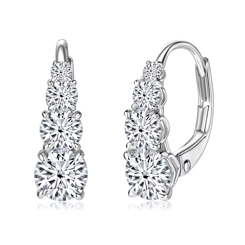 IOGOU luxe 1.86cttw plein Moissanite diamant cerceau boucles d'oreilles pour les femmes Original 925