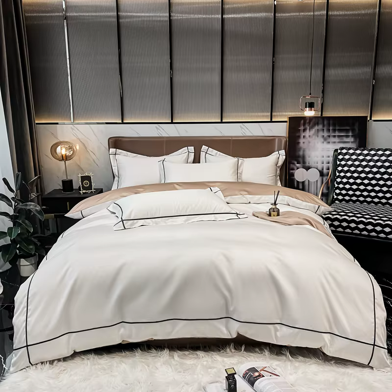 Parure de lit de luxe en coton égyptien 1000TC, ensemble de draps, housse de couette, linge de lit, 