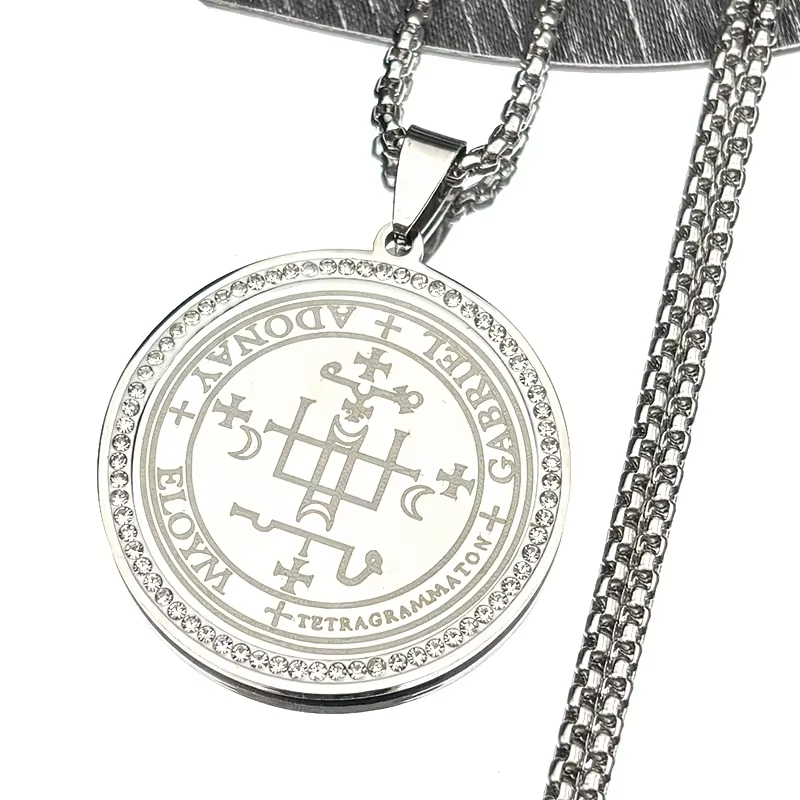 Sept archanges GABRIEL sceau salomon amulette Sigil d'angélique collier en acier inoxydable couleur 