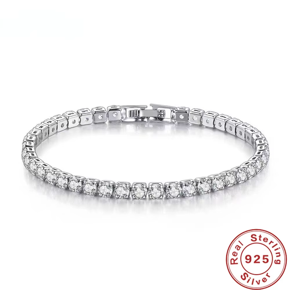 Bracelet en argent Sterling 925 pour femmes, chaîne en Zircon, mode Simple, fiançailles, mariage, Gl