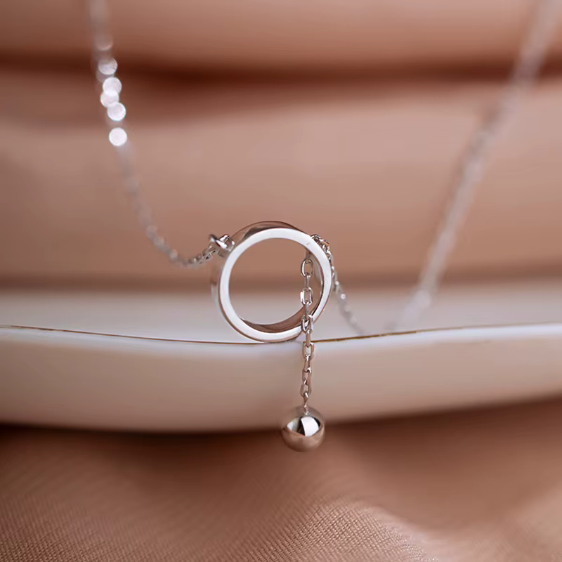 CIAXY – collier de perles géométriques de couleur argent pour femmes, pendentif circulaire, chaîne d