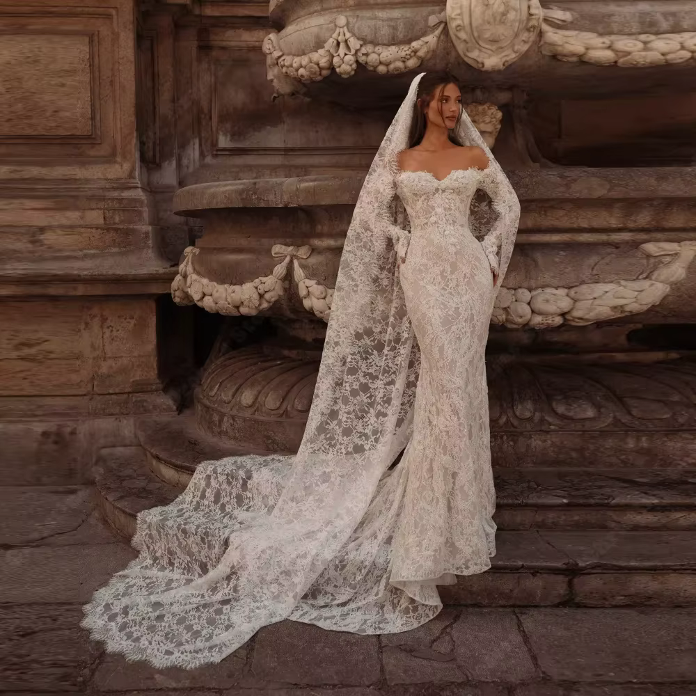 Robe De mariée sirène élégante et Sexy, sans manches, épaules dénudées, dos nu, pour Banquet, person