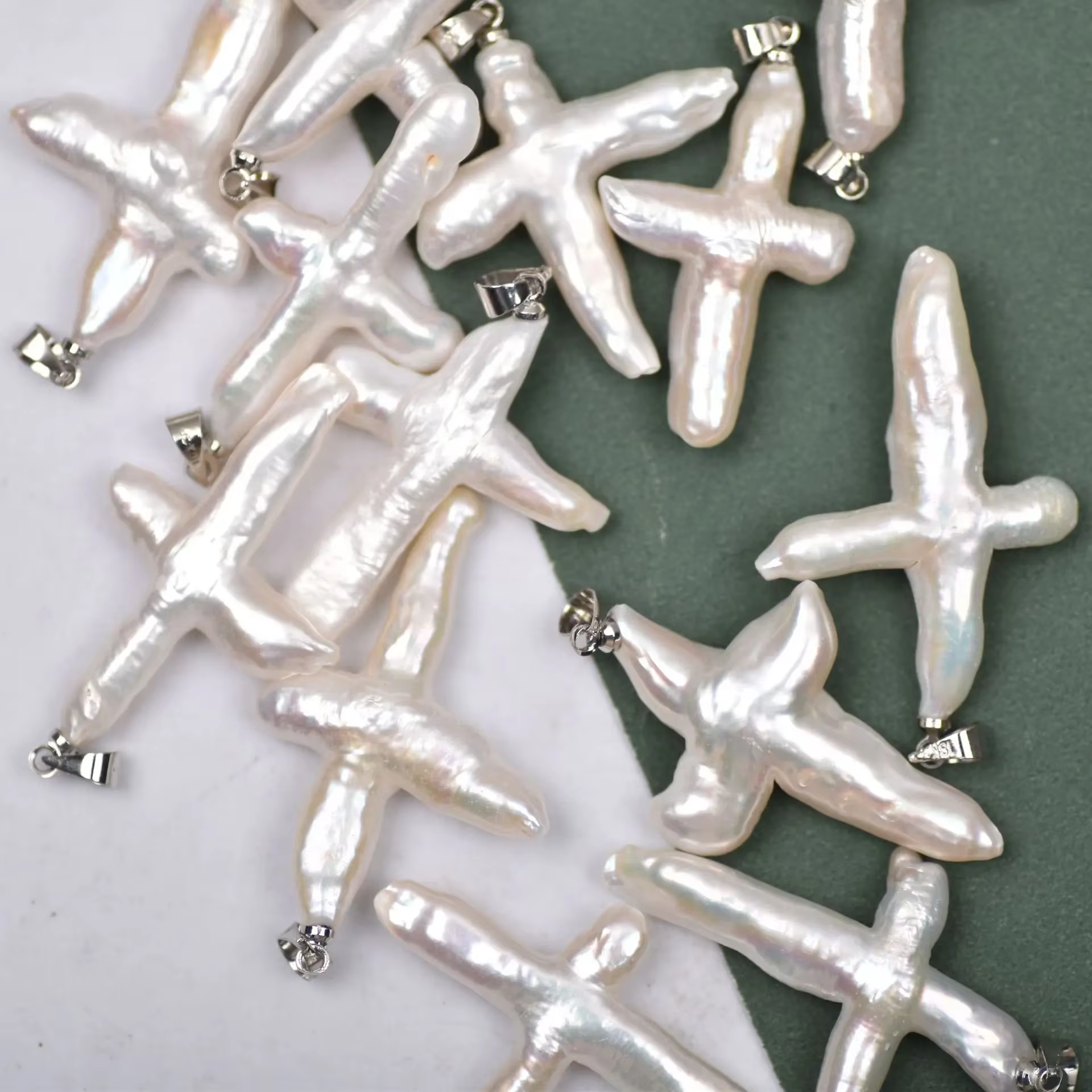 Pendentif en perles d'eau douce naturelles, en forme de croix, pour la fabrication de bijoux, access