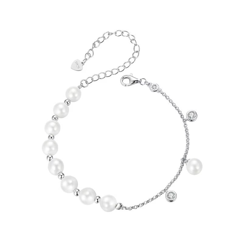 BAMOER-Bracelet de perles en argent regardé 925, lien de culture baroque JO, plaqué or, bijoux délic