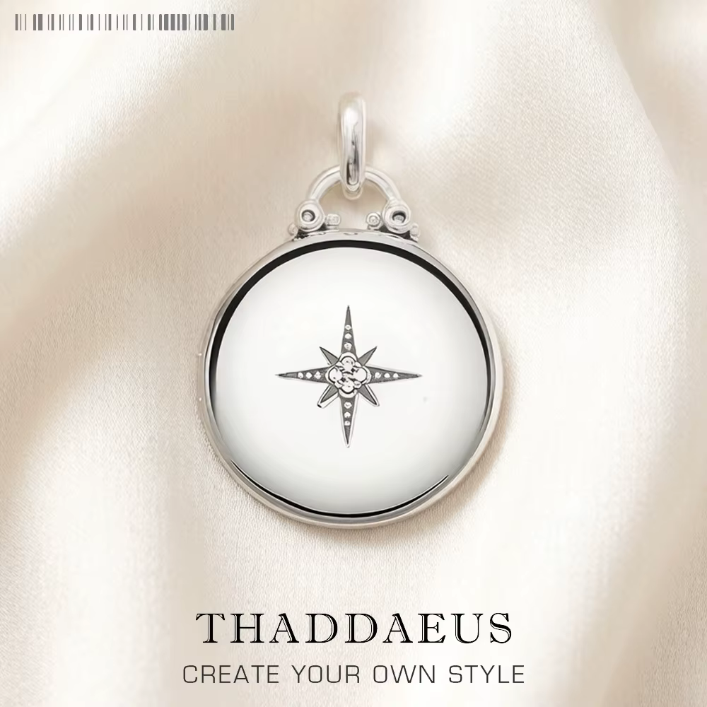 Pendentif médaillon rond avec médaillon étoile, flambant neuf, bijoux en argent Sterling 925, access