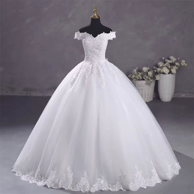 Ashley Gloria-Robe de mariée blanche pure, robe de Rhélégante, col bateau, grande taille, simple