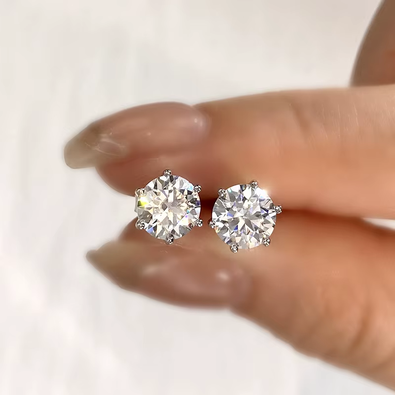 DW 0.1ct-2ct D couleur certifié Moissanite boucles d'oreilles laboratoire créé diamant 925 en argent