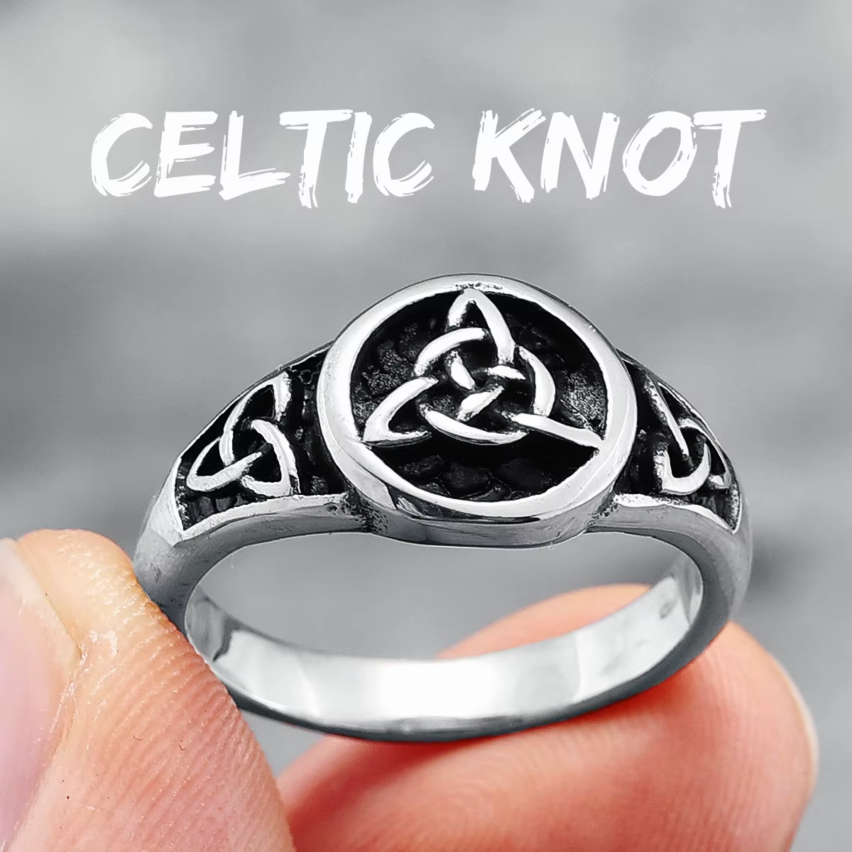 Bague en acier inoxydable 316L pour hommes, anneaux de luxe à nœud celtique, poli pour hommes amis, 
