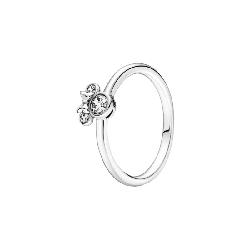 Bague Disney 100% en argent sterling 925 avec couronne en forme de nœud Mickey rose, bijoux de maria