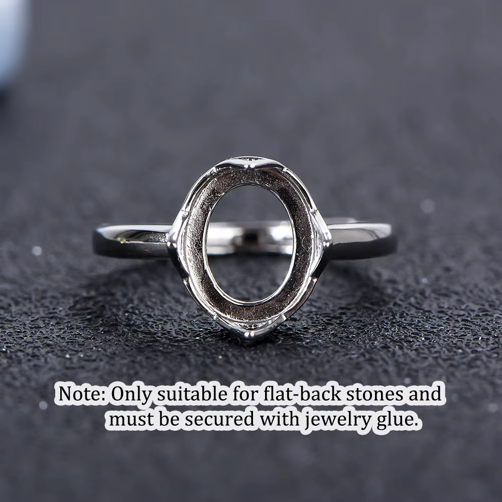 Matériau en argent 925, réglage de bague de style simple, adapté à l'artisanat des pierres à fond pl