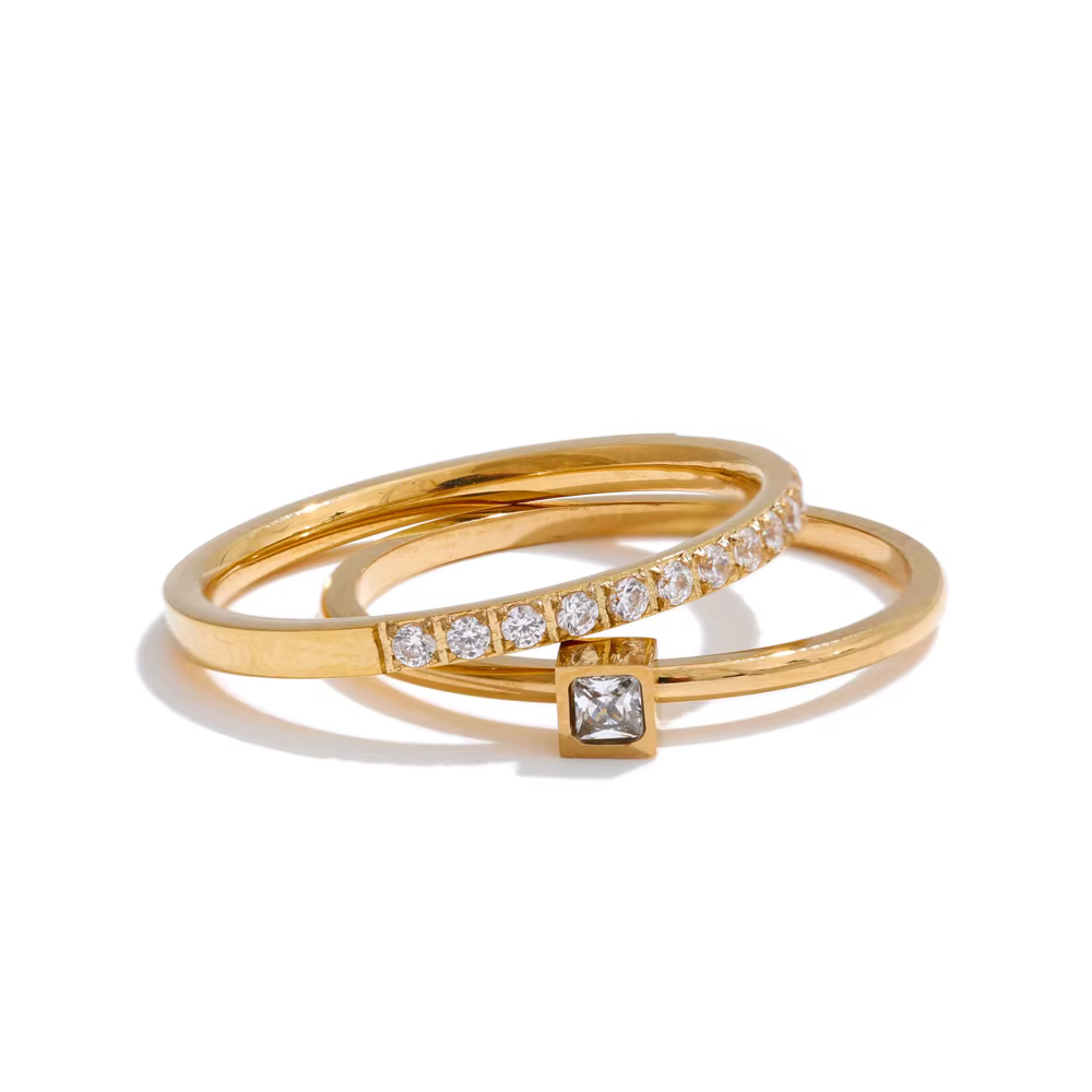 Yhpup 1 ensemble taille 6789 bague empilable en zircone cubique délicate 18K plaqué PVD doré en acie
