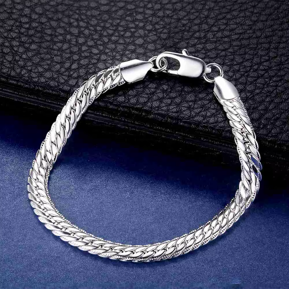Bracelet en argent regardé 925 pour hommes et femmes, motif tressé, mode JOWedding, fête de fiançail