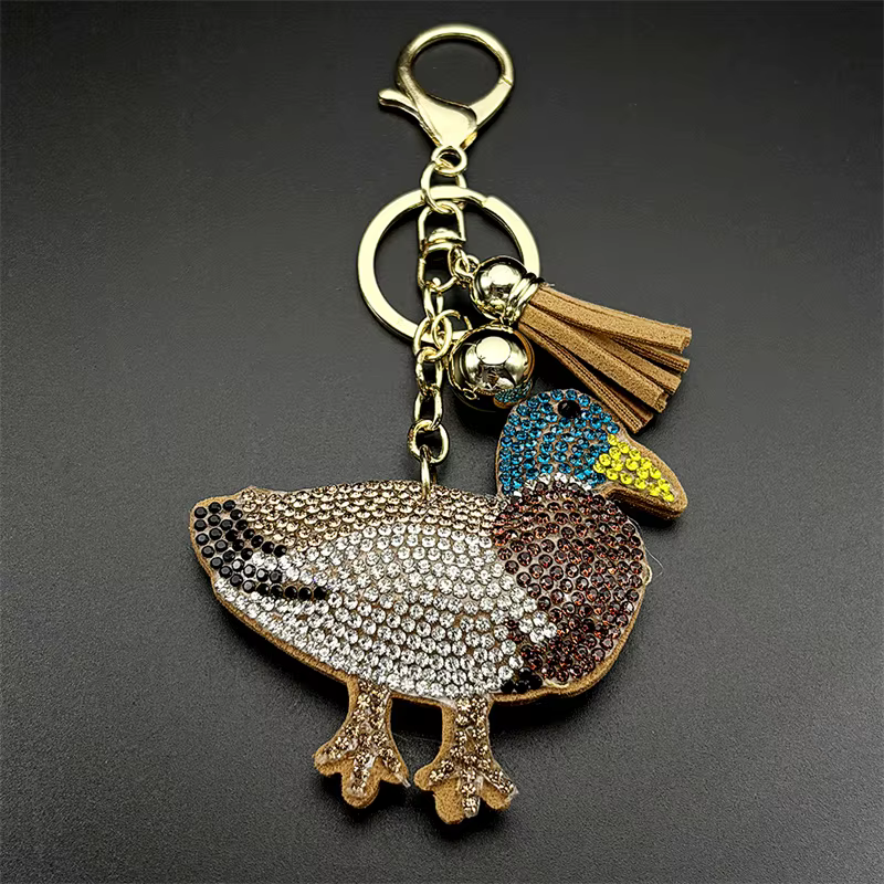 Porte-clés Mallard Anas Platyrhynchos pour femmes et hommes, pendentif de sac à pampilles en cristal