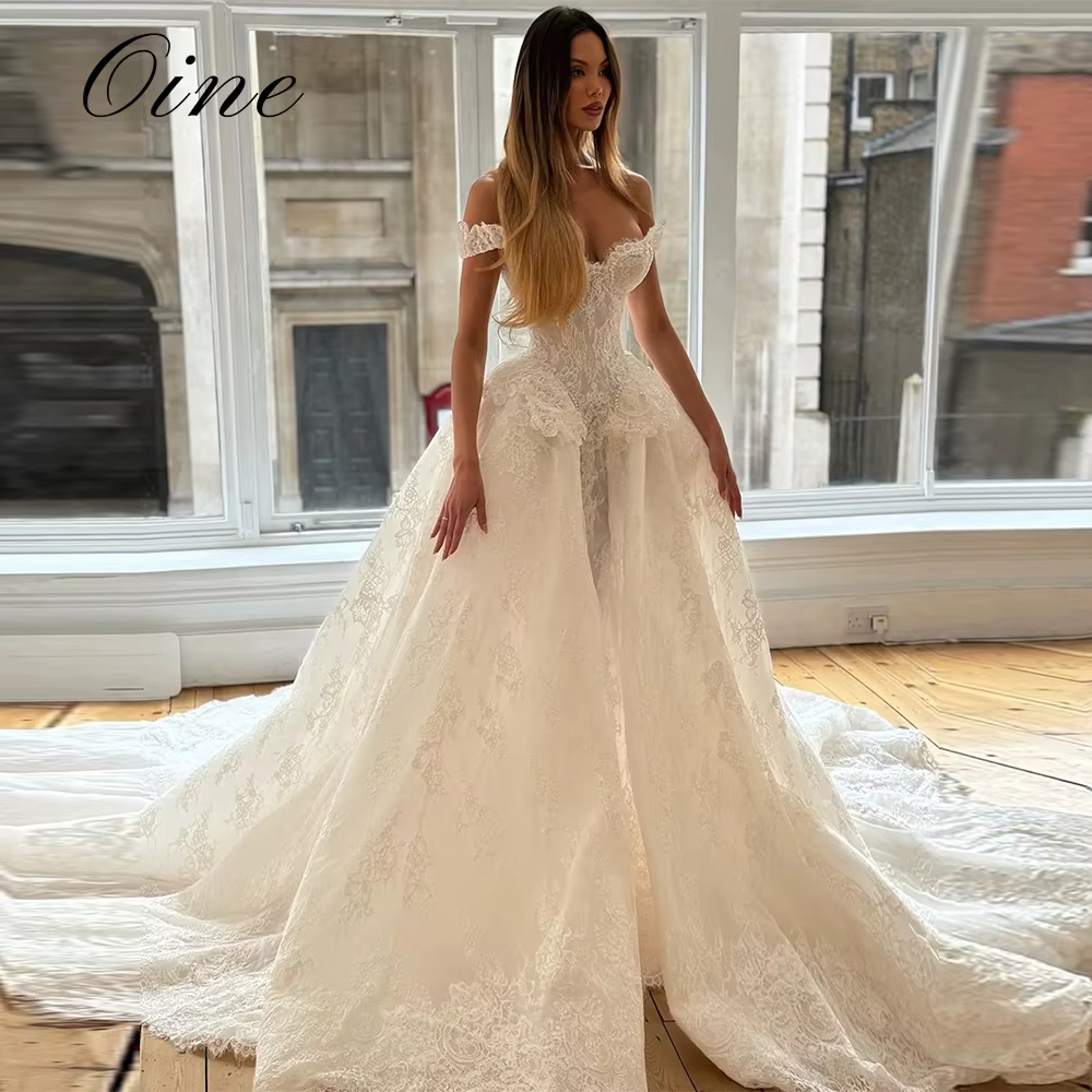 Oine – robe De mariée De luxe, Corset en dentelle, sans manches, ligne a, épaules dénudées, personna