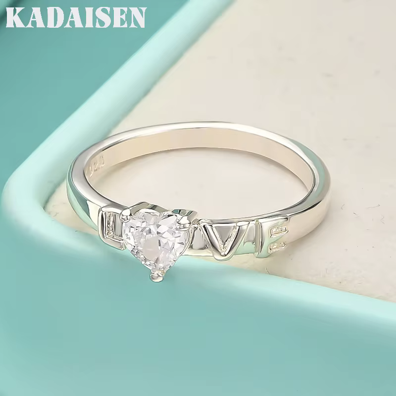 Argent sterling 925 LOVE AAAAA Zircon 7-10 #   Bague pour femmes, bijoux de charme pour fête de mari