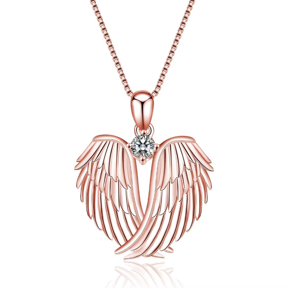 Collier ailes d'ange gardien, pendentif ailes d'ange gardien, collier en pierre de naissance pour fe