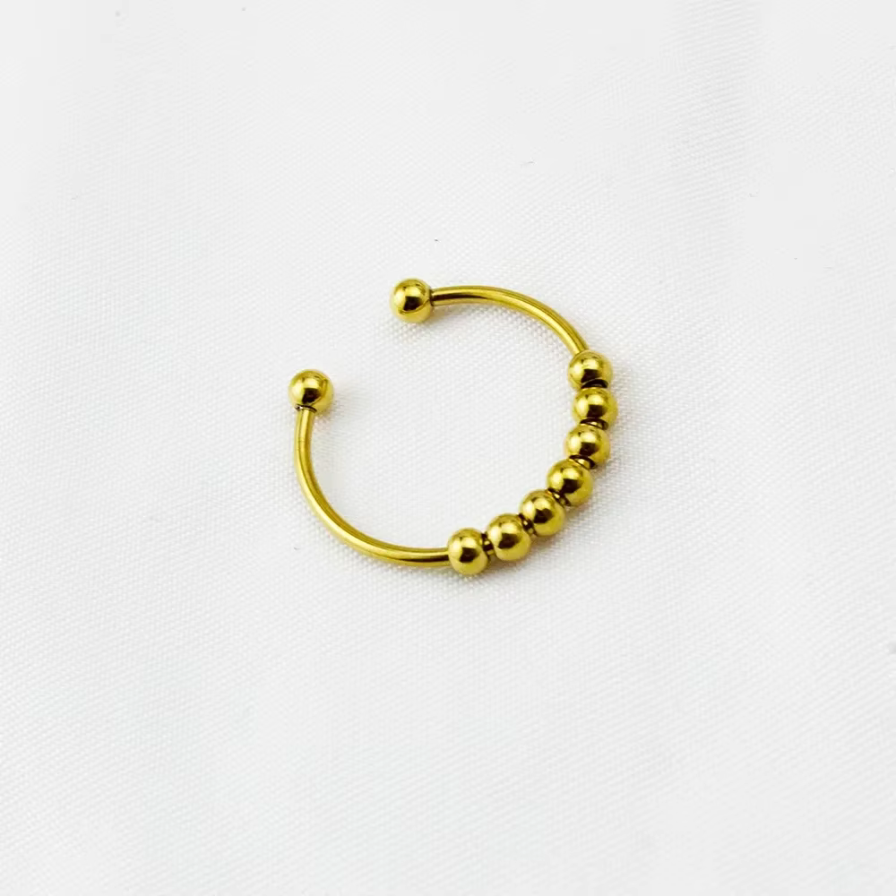 Anneau Spinner en acier inoxydable pour femmes, perles, Fidget, mode, rotation libre, Anti-Stress, a