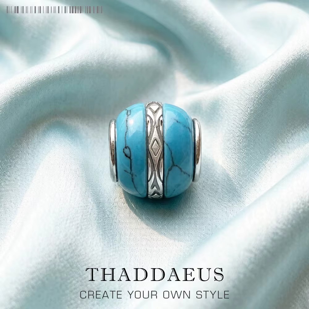 Perle ornement Turquoise, accessoires de luxe, breloque en argent Sterling 925 pour la fabrication d