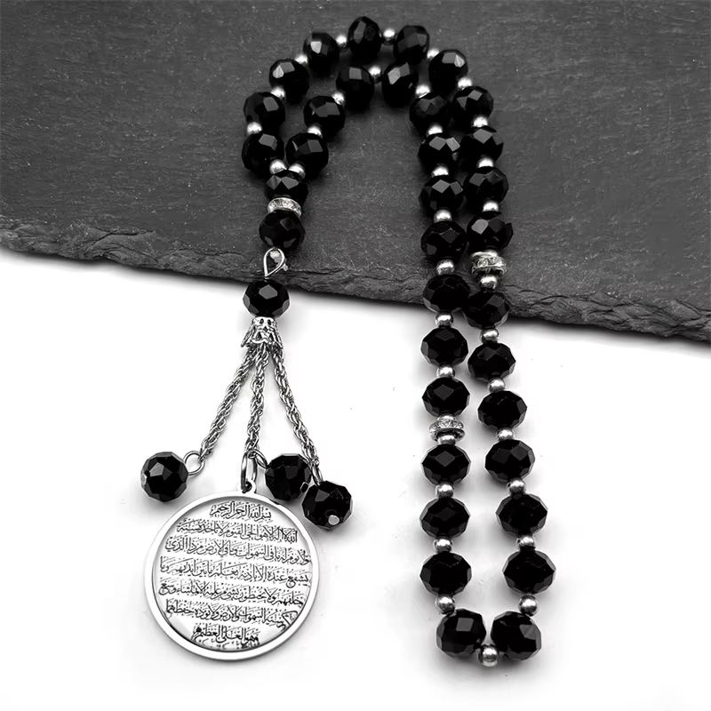Allah musulman arabe coran verre médaille ronde pendentif de voiture pour hommes femmes en acier ino