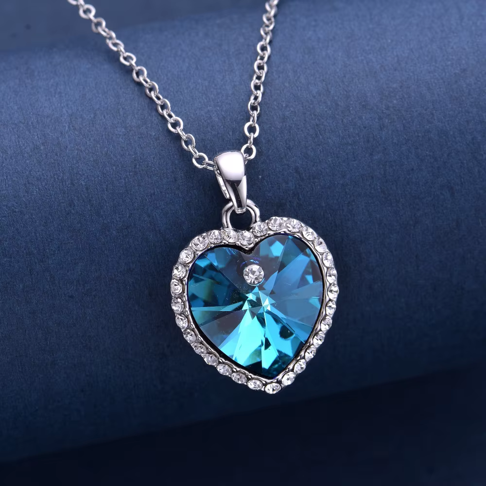 Titanic – collier avec pendentif cœur d'océan bleu, pour femmes et amis, cristaux autrichiens, stras