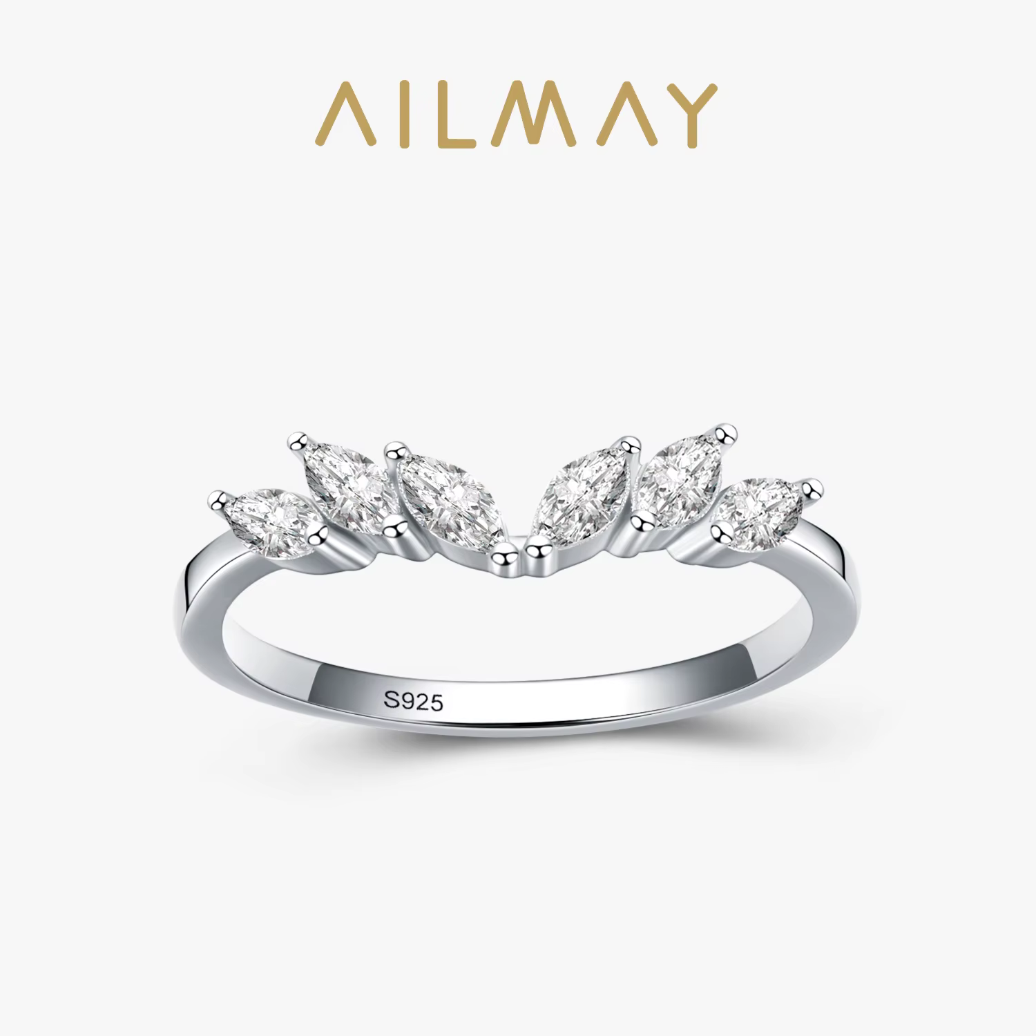 Ailmay 925 en argent Sterling empilable zircone CZ bague Simple conception géométrique aile bague Fi