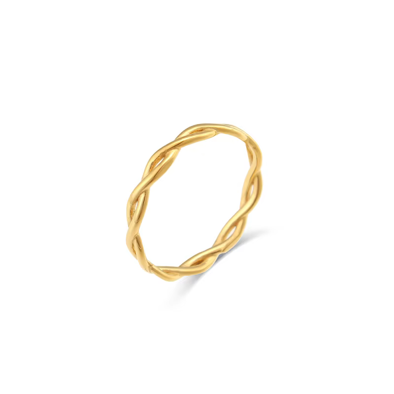 E.B.belle – bagues tressées Super minimalistes en or fin pour femmes, bague étanche en acier inoxyda