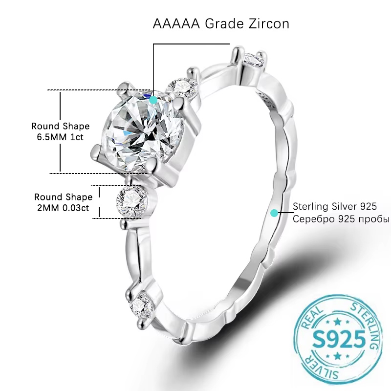 ALIZERO-Bague Moissanite en argent regardé 925 pour femme, plaqué or blanc 18 carats, alliance GRA, 