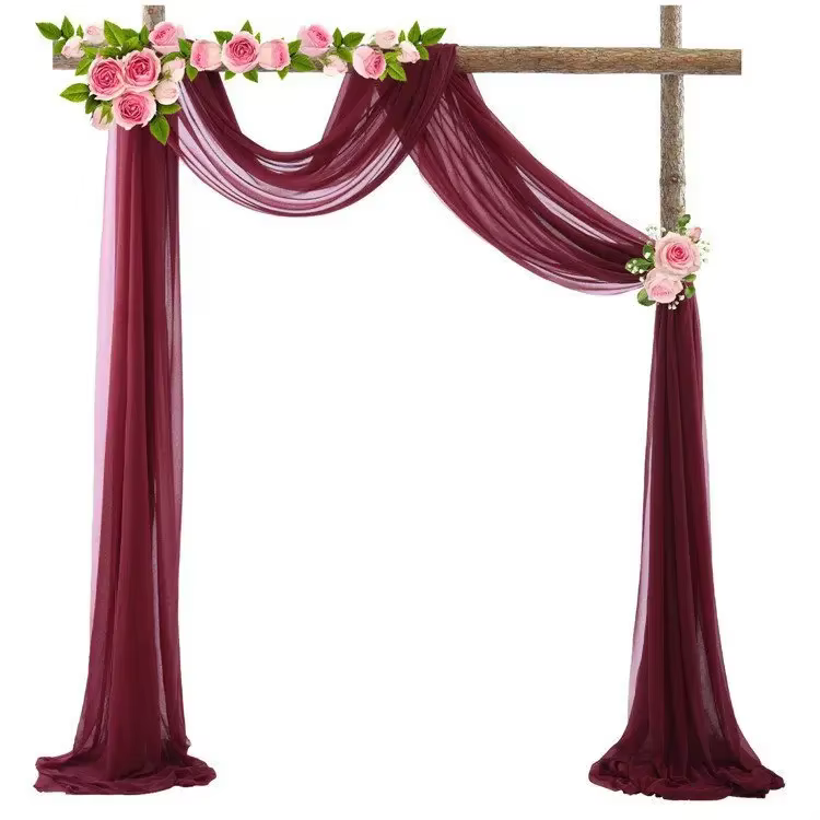 Arc de mariage en mousseline de soie, tissu résistant aux rides, décoration de pelouse extérieure, d