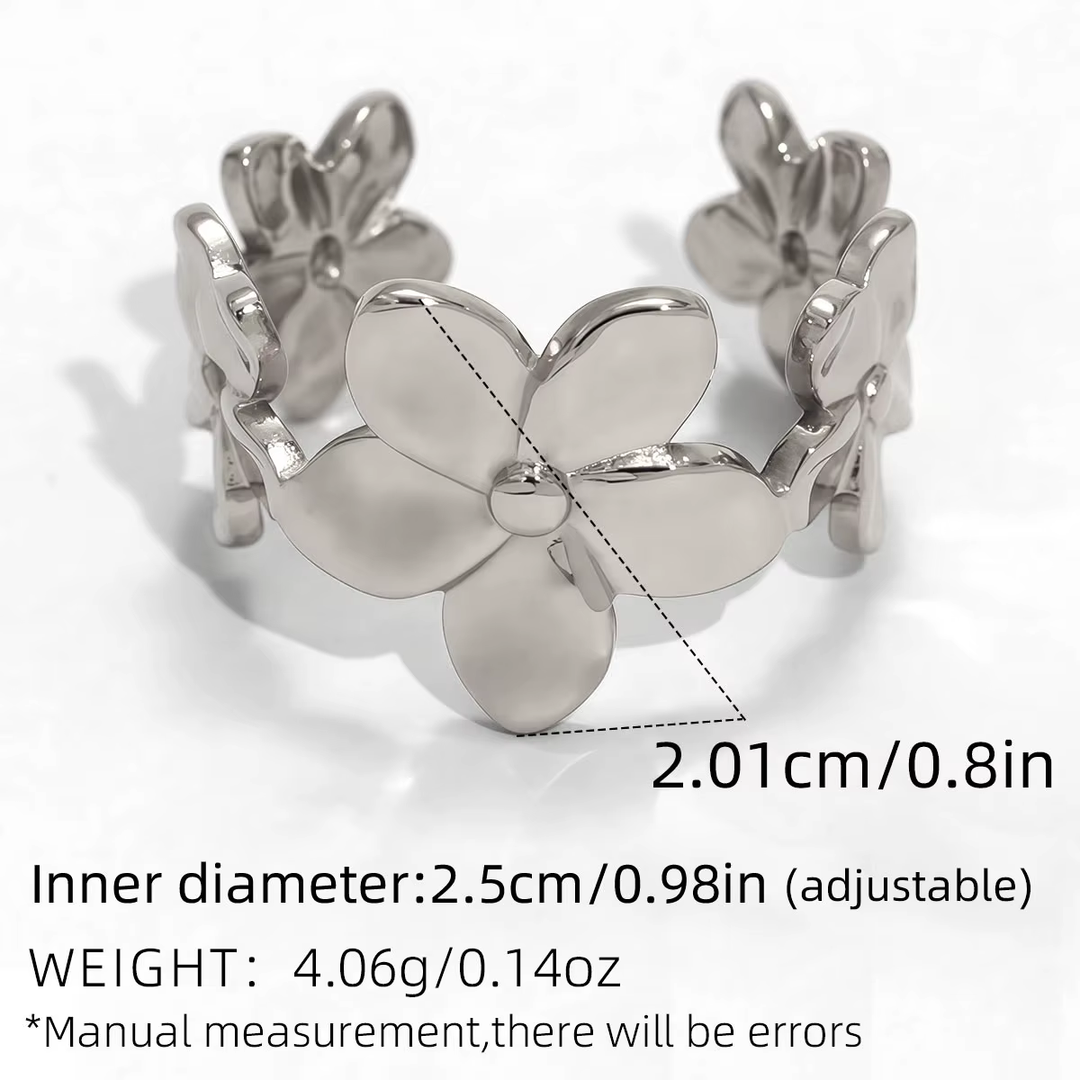 Bagues en acier inoxydable plaqué or 18 carats, Design floral de haute qualité, bijoux imperméables 