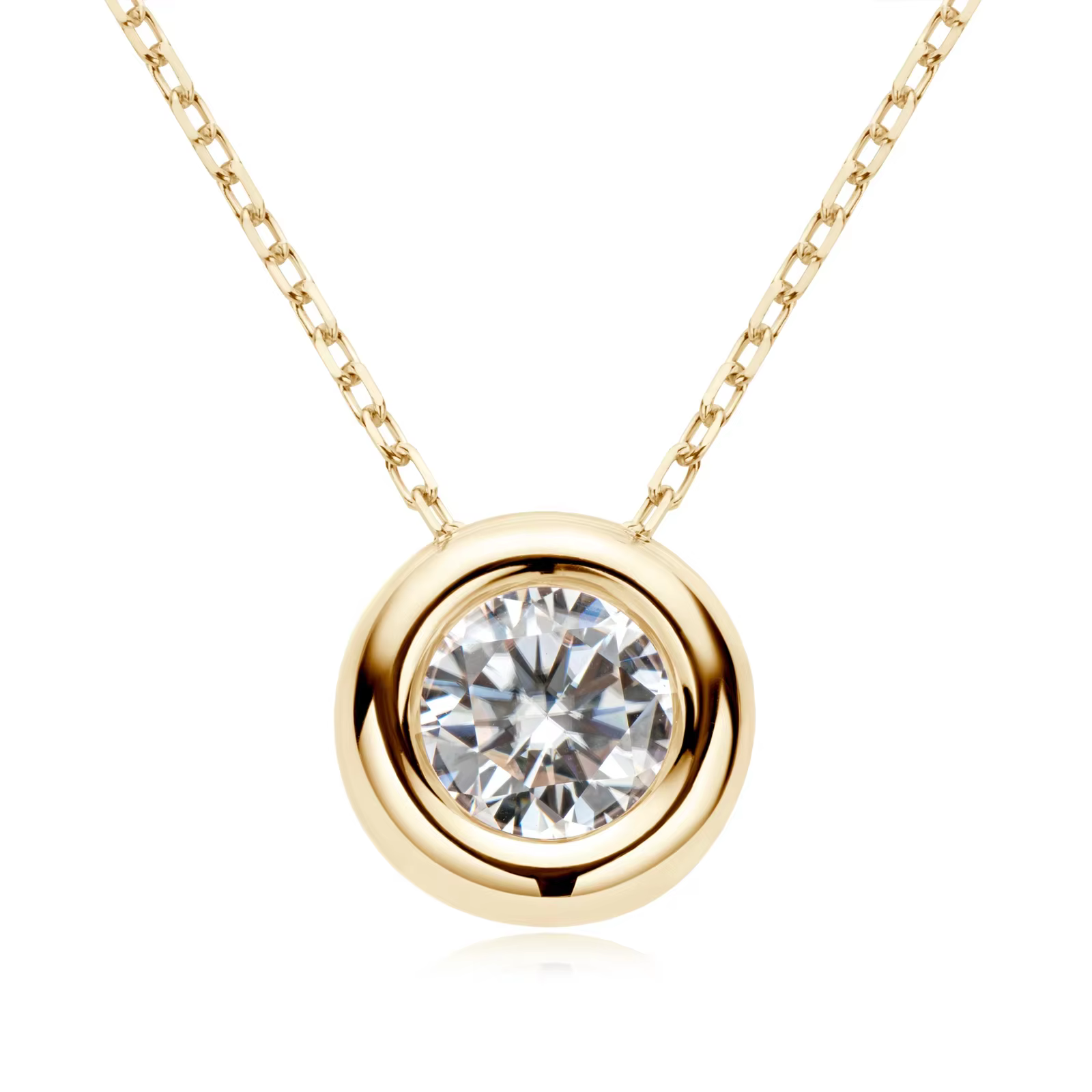 Lnngy 6.5mm lunette ronde Moissanite pendentif collier pour femmes 925 en argent Sterling clavicule 