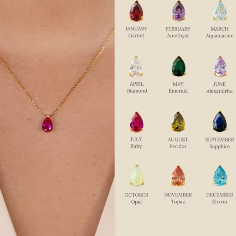 Collier avec pendentif en forme de larme et de zircone plaqué or 18 carats pour femmes, ras du cou e
