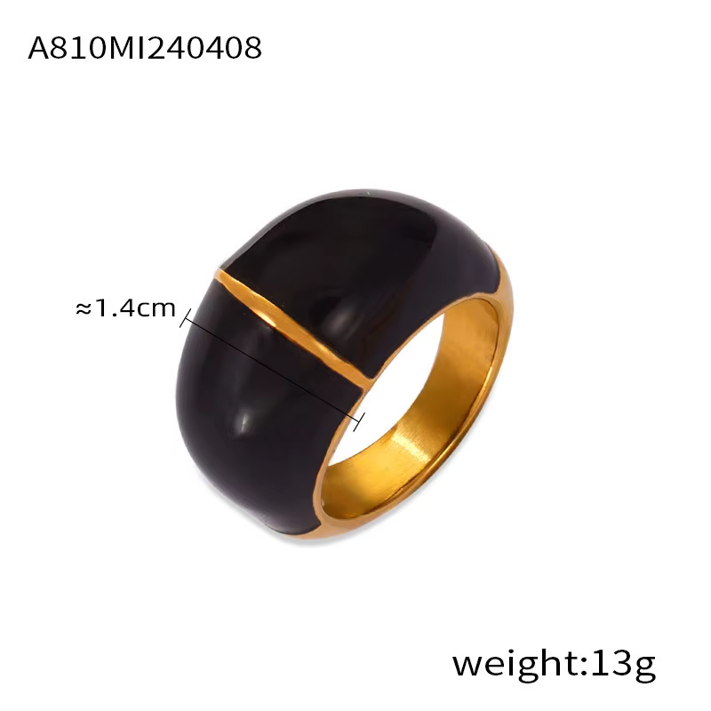 Bagues Esthétiques Noires pour Homme et Femme, en Acier Inoxydable, Or, Argent, Étanche, Minimaliste