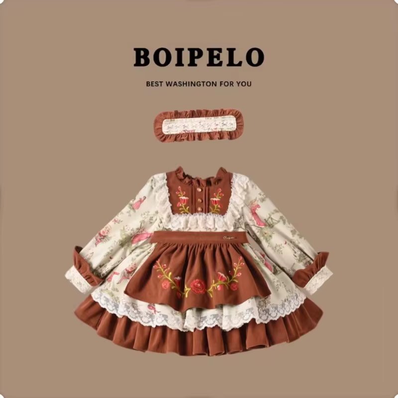 Robe de demoiselle d'honneur pour filles, robe de fête faite à la main, costume de boutique pour fil