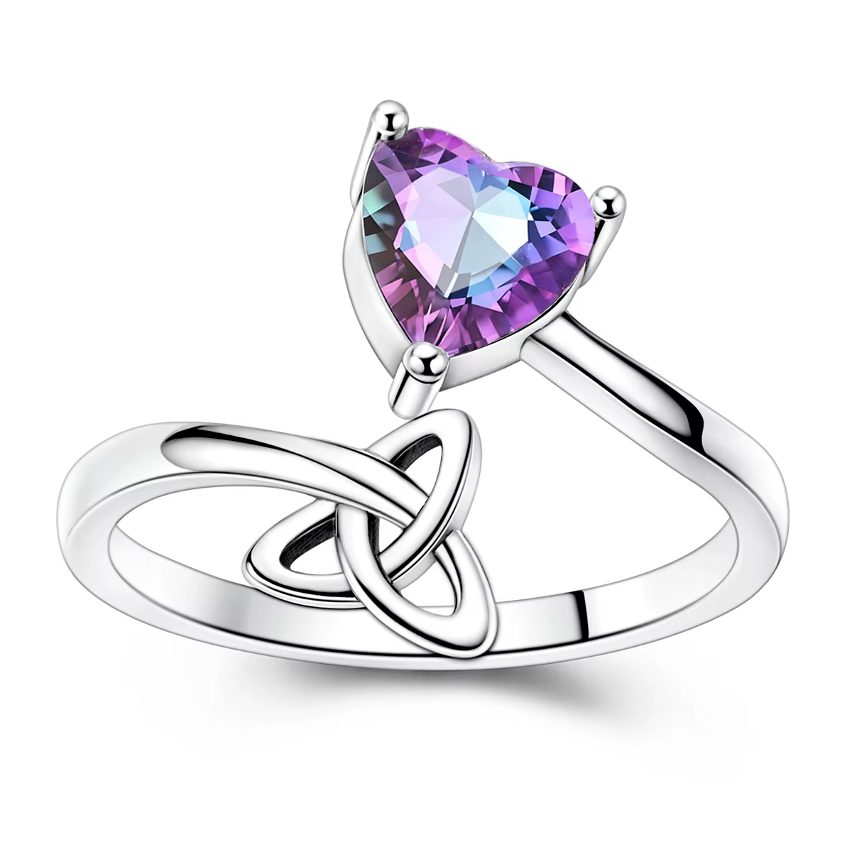 Bague ajustable en argent sterling 925 avec nœud celtique vintage et cœur d'amour pour femme, cadeau