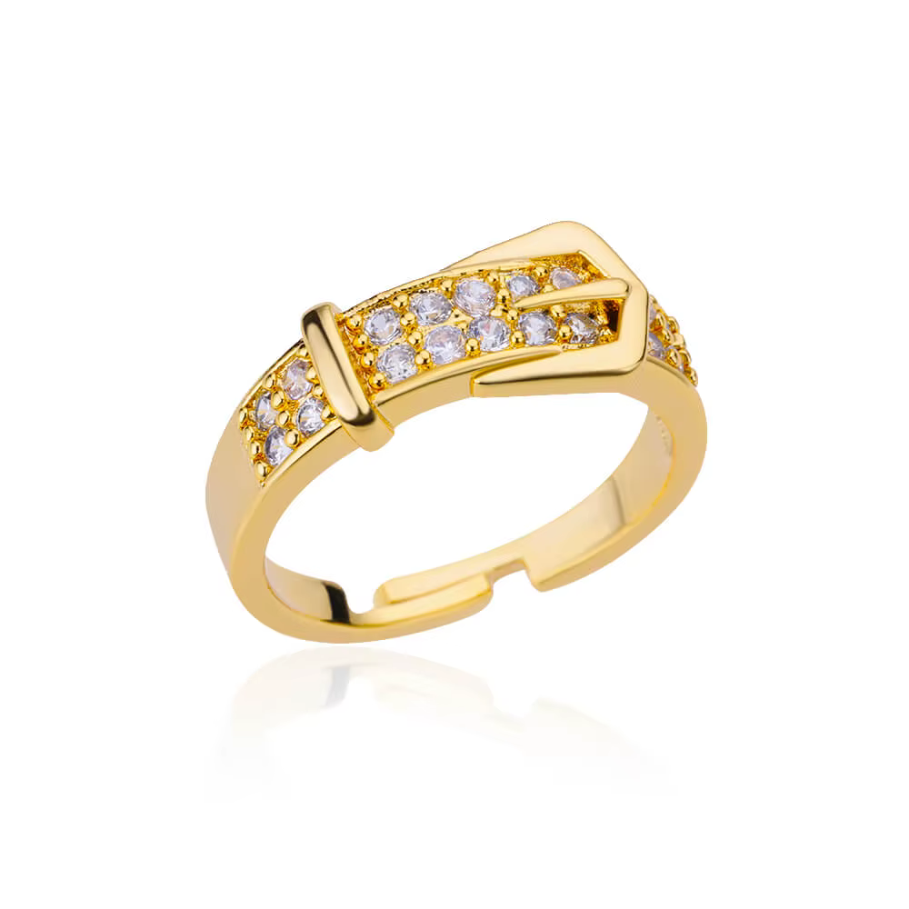 Anneaux de ceinture en acier inoxydable pour femmes, anneau de doigt réglable en Zircon, géométrique