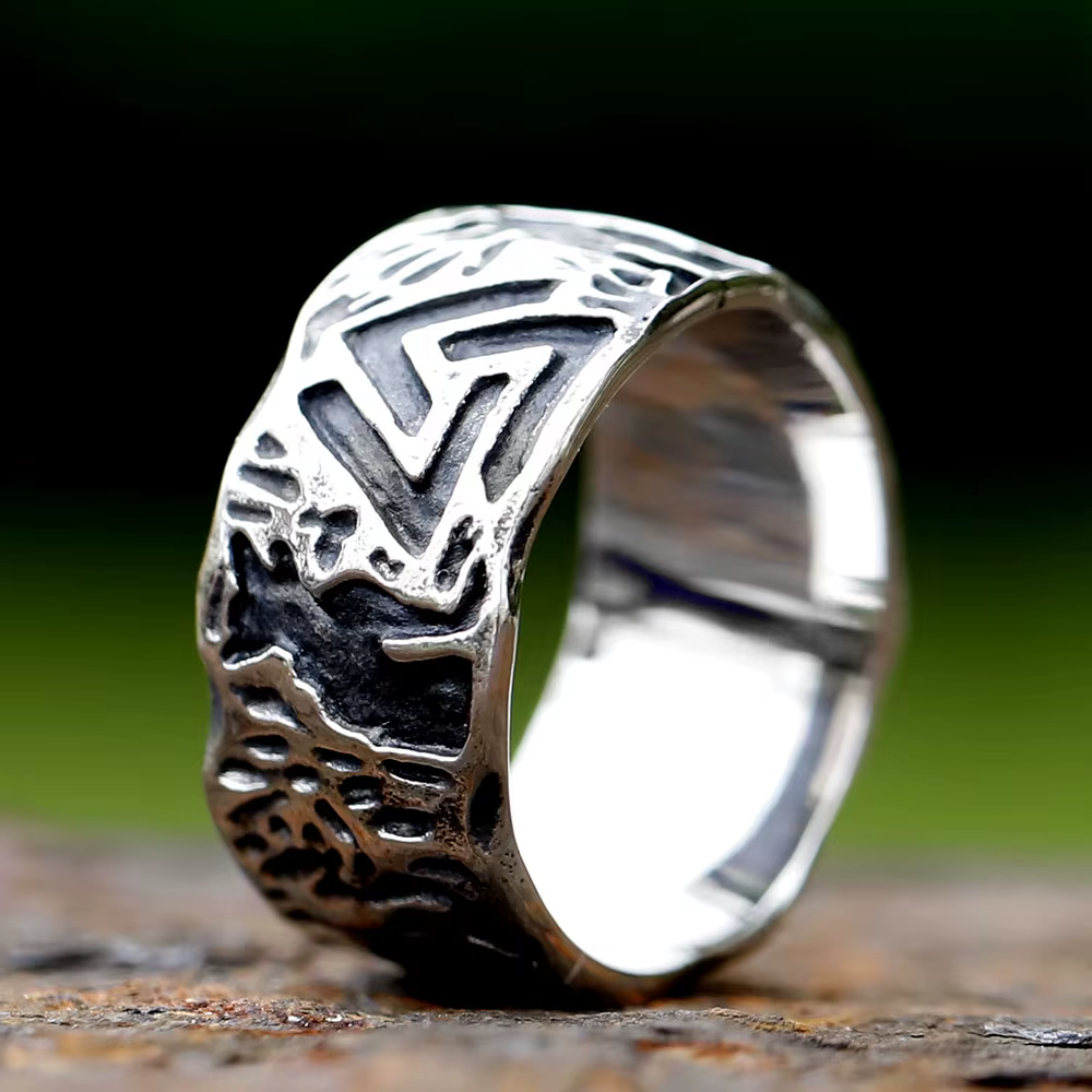 Bague Vintage SION L en Acier Inoxydable pour Homme, Viking Valknut, Punk Amulette, Bijoux à la Mode