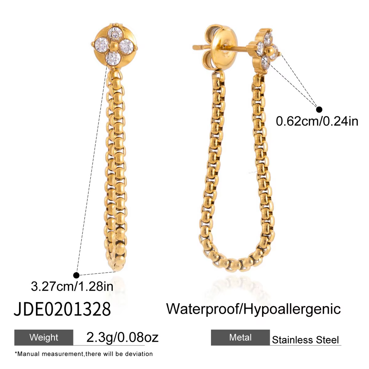 Zora – boucles d'oreilles classiques en zircon pour femmes, minimalistes, en acier inoxydable plaqué
