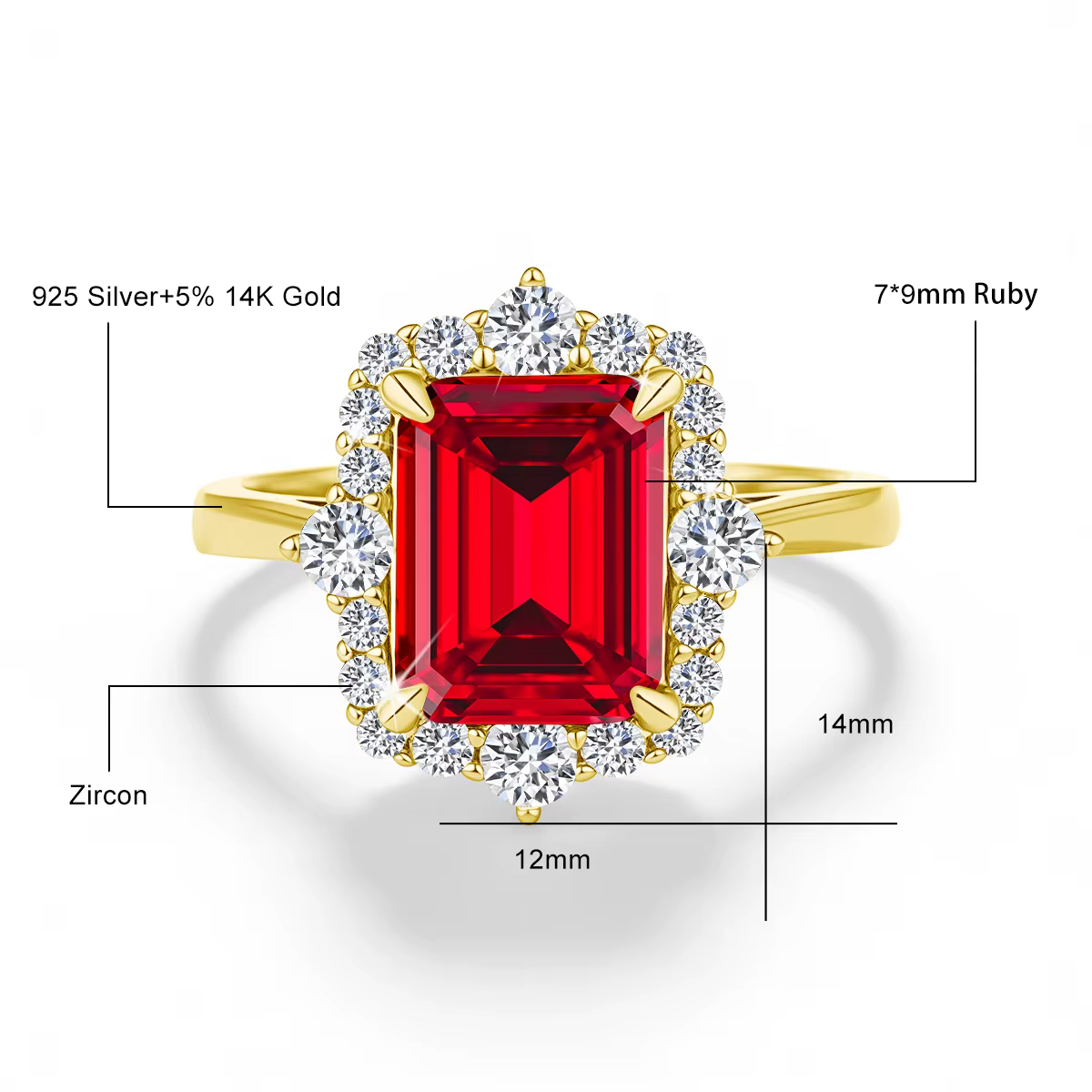 Ensemble de bagues empilables en or massif 14 carats avec moissanite taille émeraude 3 carats Au585,