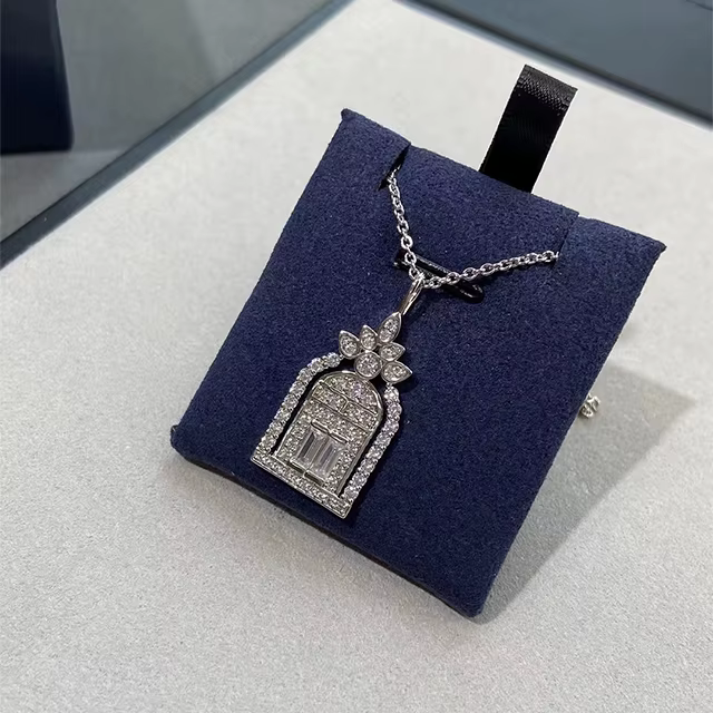 Boutique de bijoux en argent pur 925, collier en diamant et Zircon pour femmes, pendentif château br