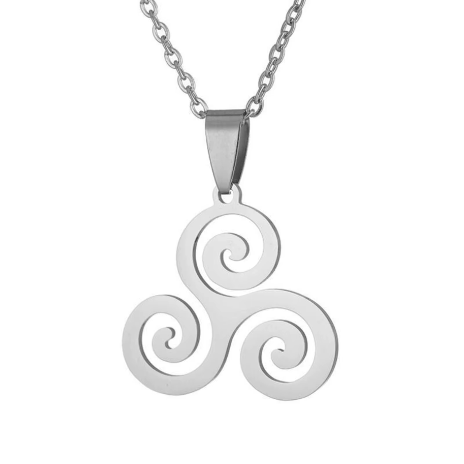 Collier pendentif symbole Triskele en acier inoxydable, bijoux cadeau pour femmes et hommes