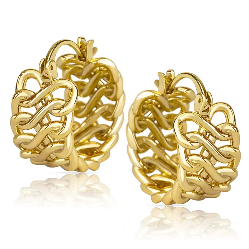Huretailers-Boucles d'oreilles créoles en métal doré pour femmes, JoDesign, Temperament Lady, Bijoux