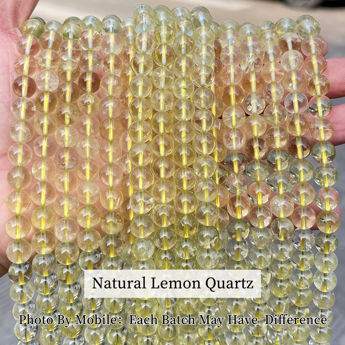 Perle de Citrine brésilienne en pierre naturelle, ronde, ample, en Quartz rutilé, pour la fabricatio