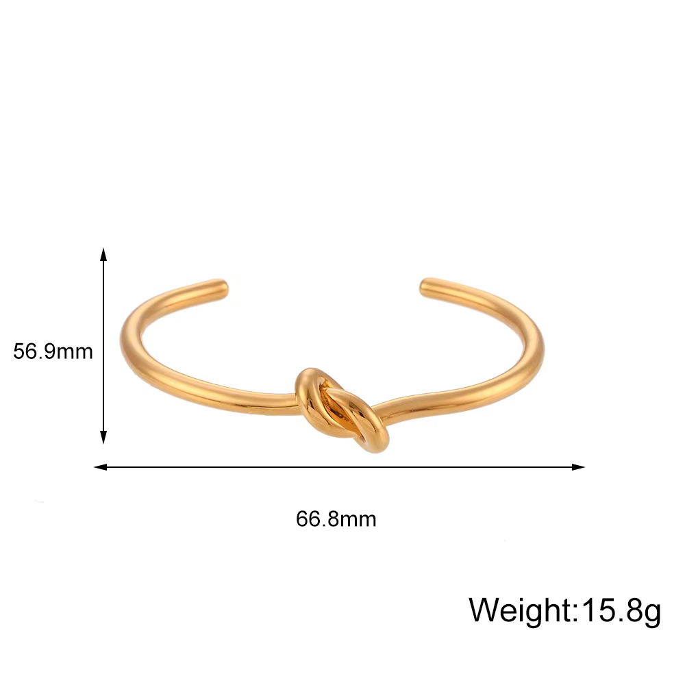 E.B.belle minimaliste 18K plaqué or noeud manchette bracelets pour femme en acier inoxydable bijoux 