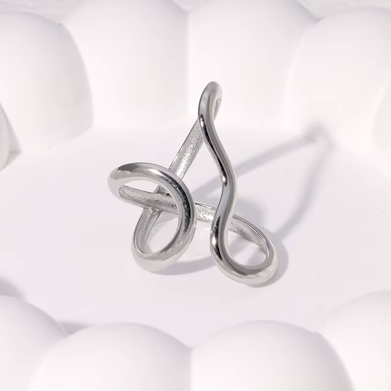 Bague ouverte étanche en acier inoxydable pour femmes, breloques de personnalité, plaqué or véritabl