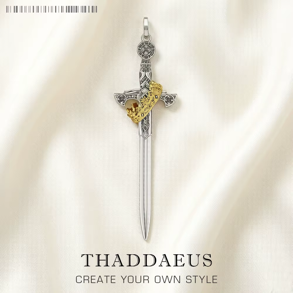 Grande épée avec pendentif couronne, bijoux Vintage à la mode, en argent Sterling 925, cadeau pour f
