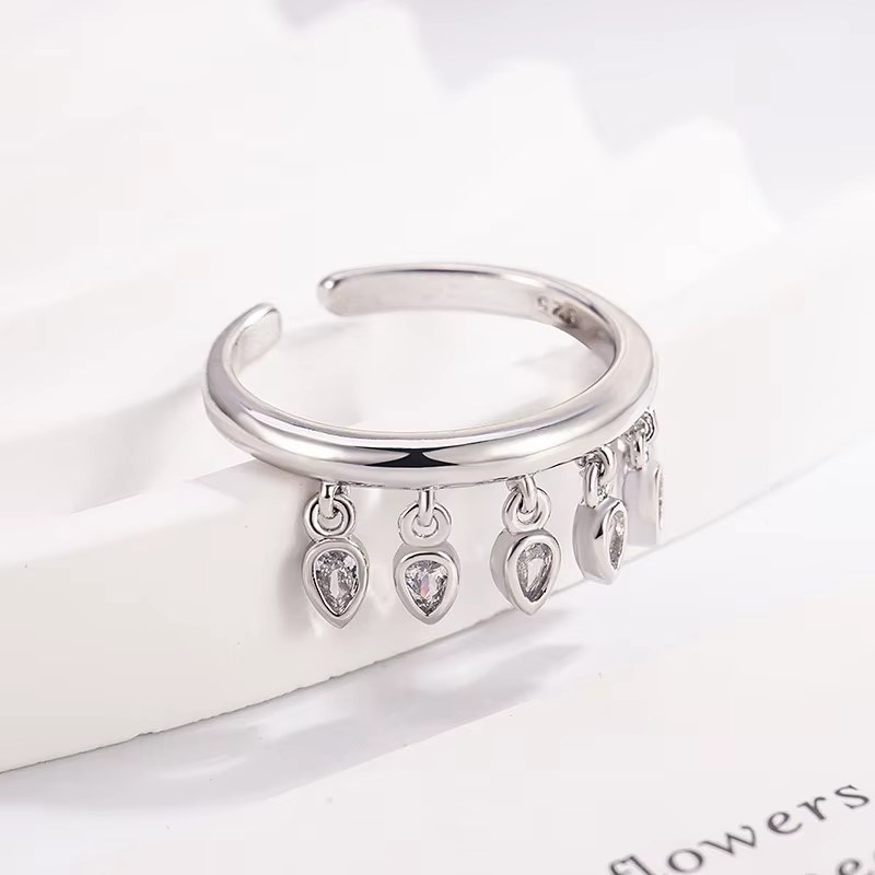 925 bagues en argent Sterling pour femmes Simple Vintage fait à la main réglable doigt Zircon gland 