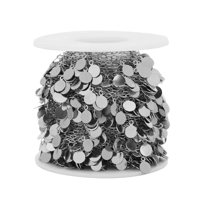1 mètre en acier inoxydable 6mm disque chaînes faites à la main bijoux à bricoler soi-même faisant c