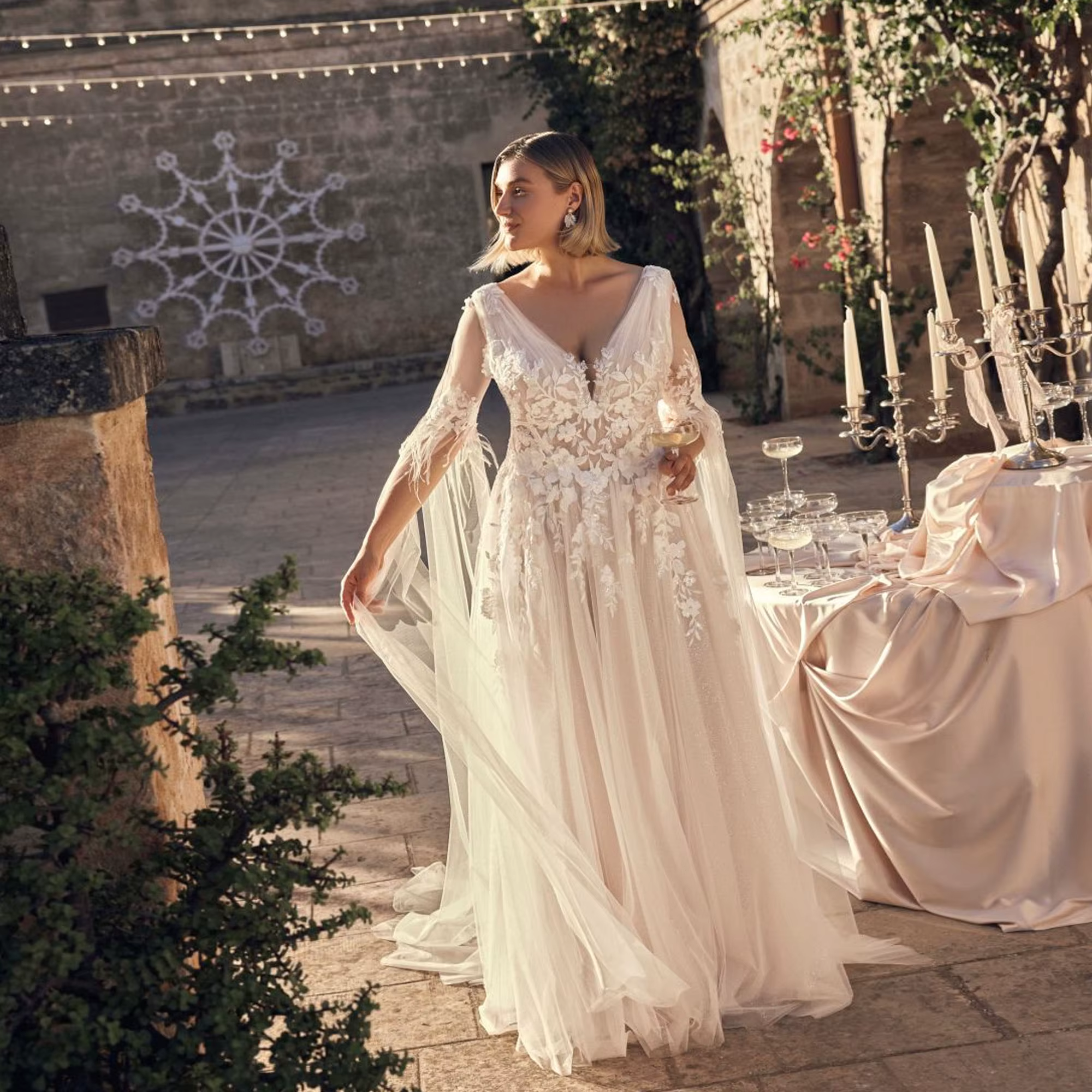 Robe de mariée brillante grande taille, col en V, appliques, manches détachables, robes de mariée co